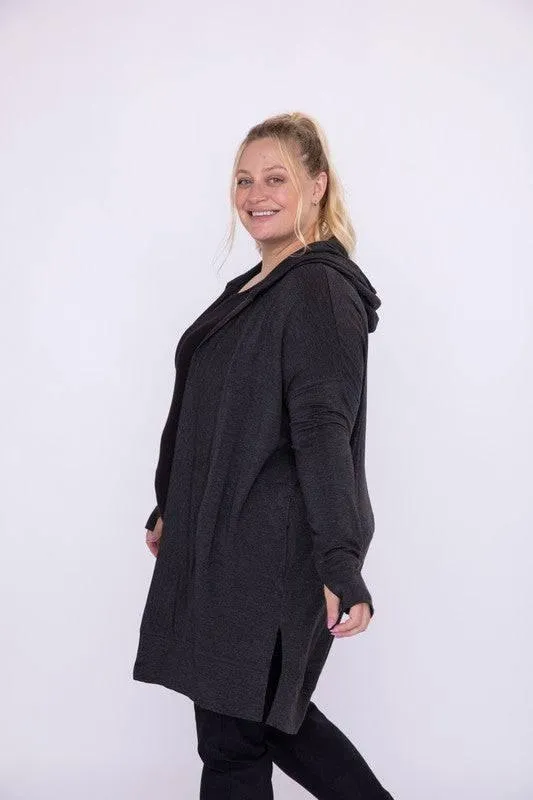 Mono b plus size hooded open cardigan