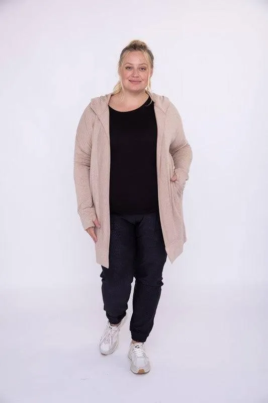 Mono b plus size hooded open cardigan