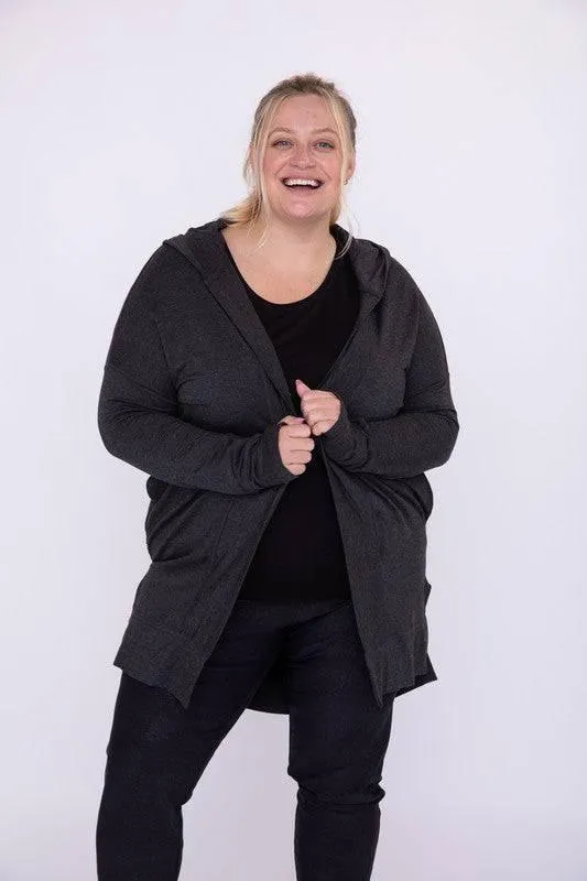 Mono b plus size hooded open cardigan