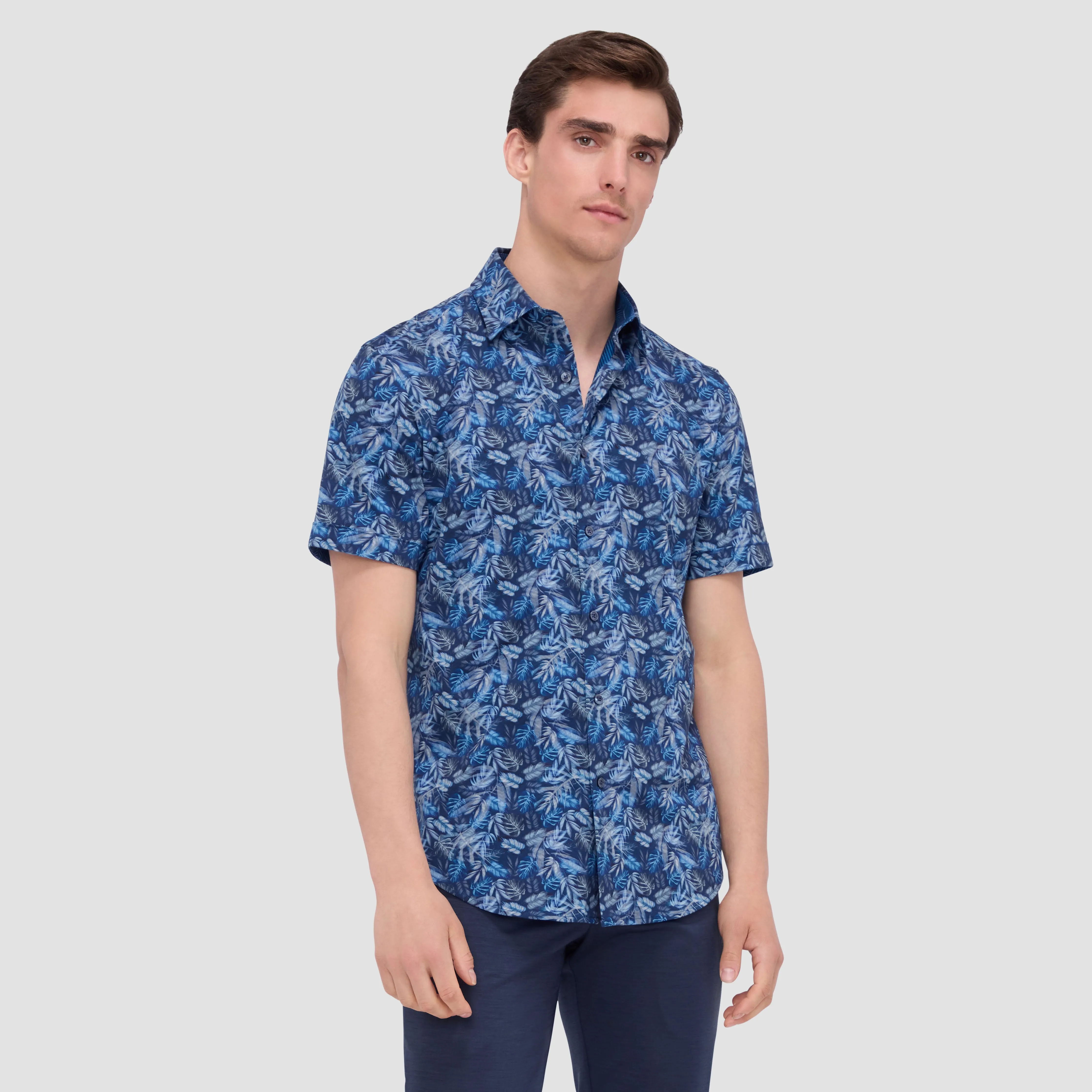 Myron Double Sided Leaf Print/Chevron OoohCotton Shirt