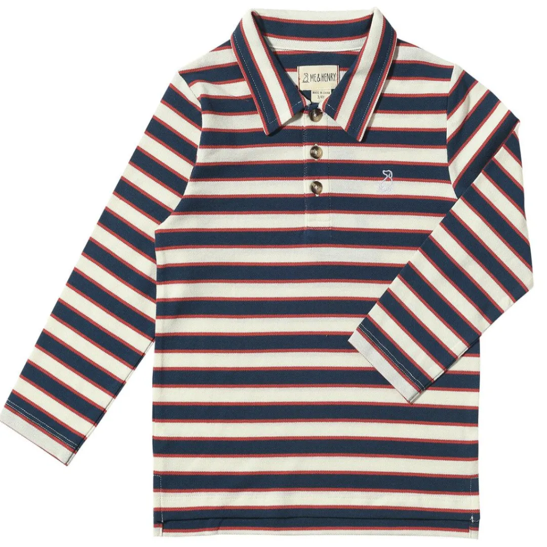 Navy Rust and Cream Spencer Pique Polo