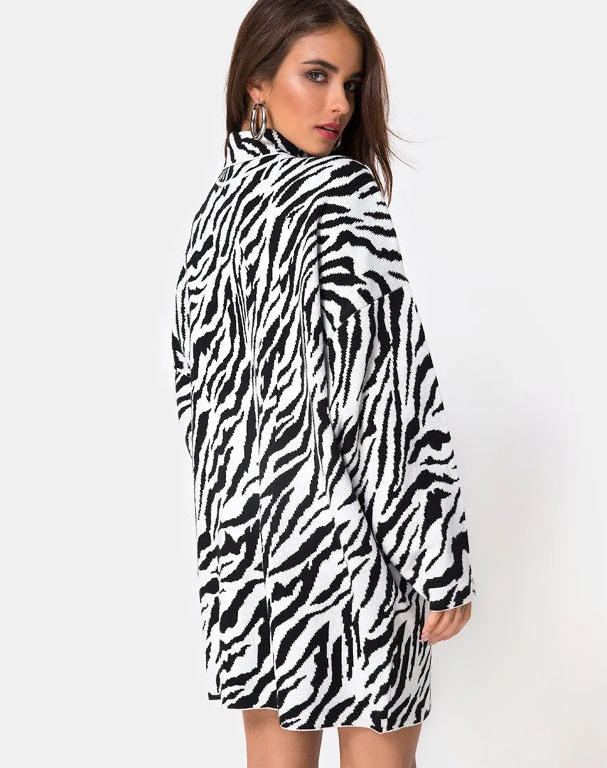 Neivie Jumper Dress in Zebra B/W