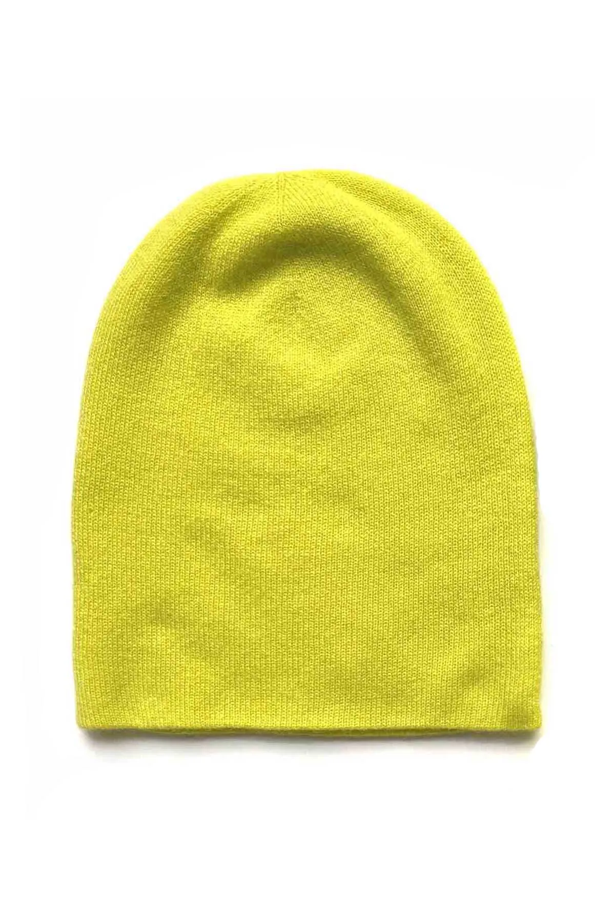 Neon yellow green cashmere beanie hat for Women