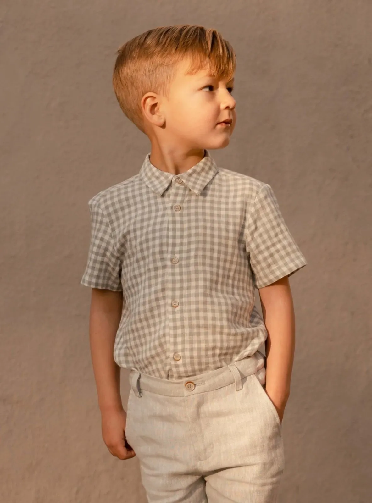 NoraLee Boys Blue Gingham Atlas Shirt