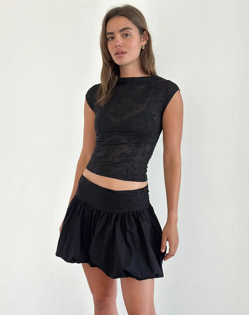 Nova Top in Flower Mesh Black