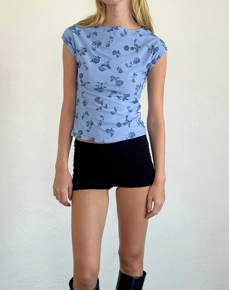 Nova Top in Inky Blue Floral Mesh