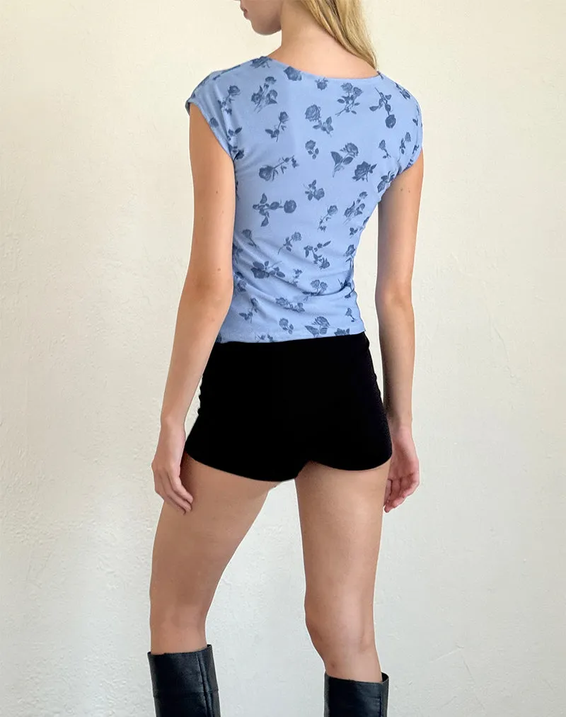 Nova Top in Inky Blue Floral Mesh