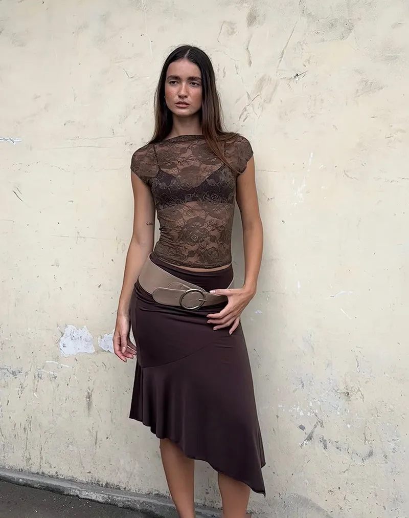 Nova Unlined Lace Top in Dark Brown