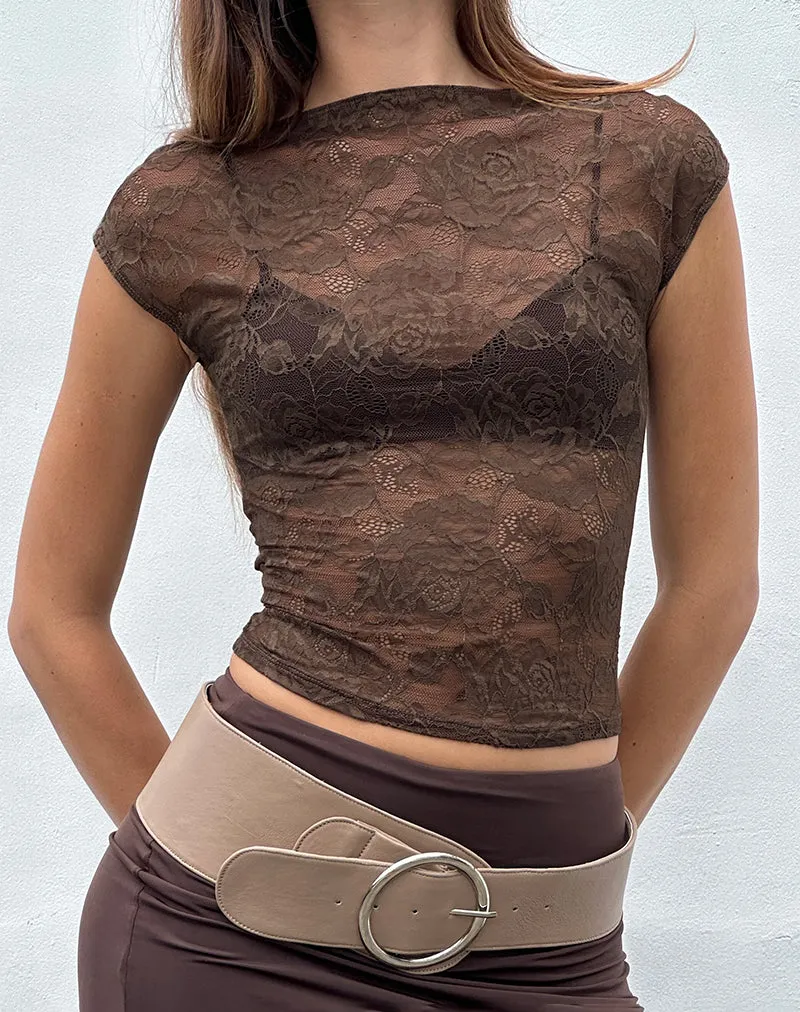 Nova Unlined Lace Top in Dark Brown