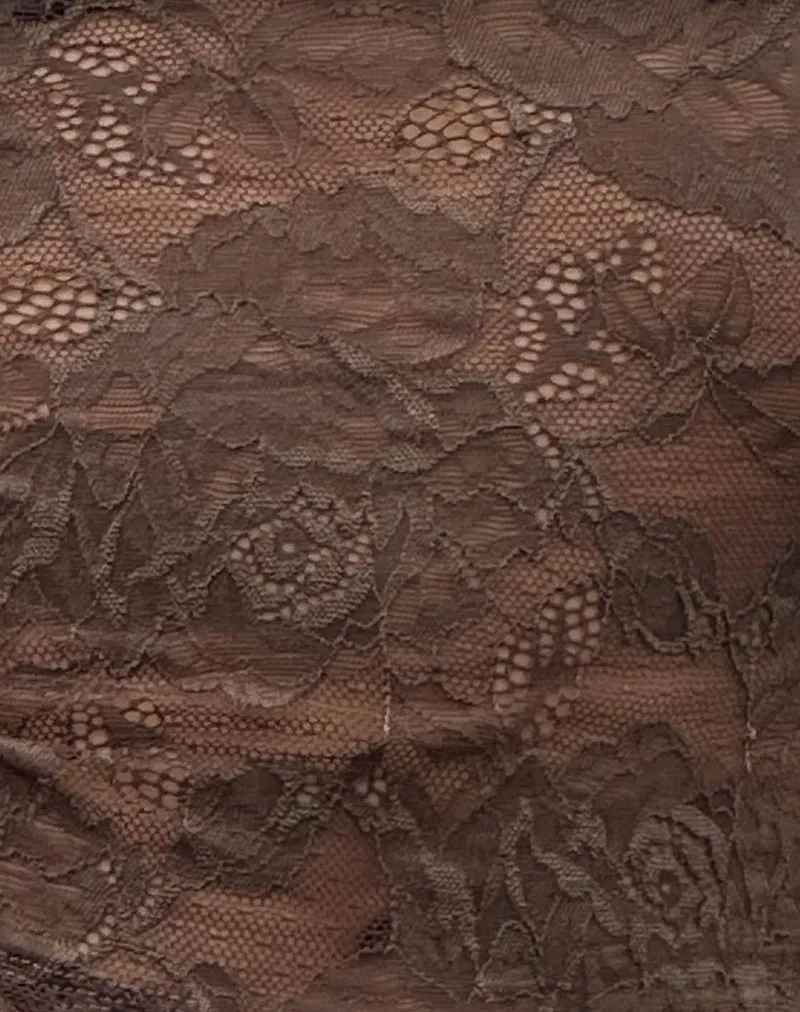 Nova Unlined Lace Top in Dark Brown