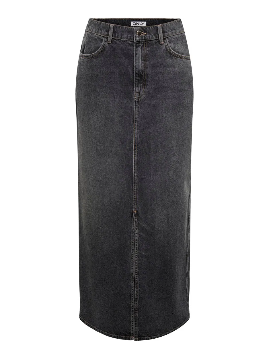 Onlcilla Long Slit Skirt Dnm Noos - Black Denim