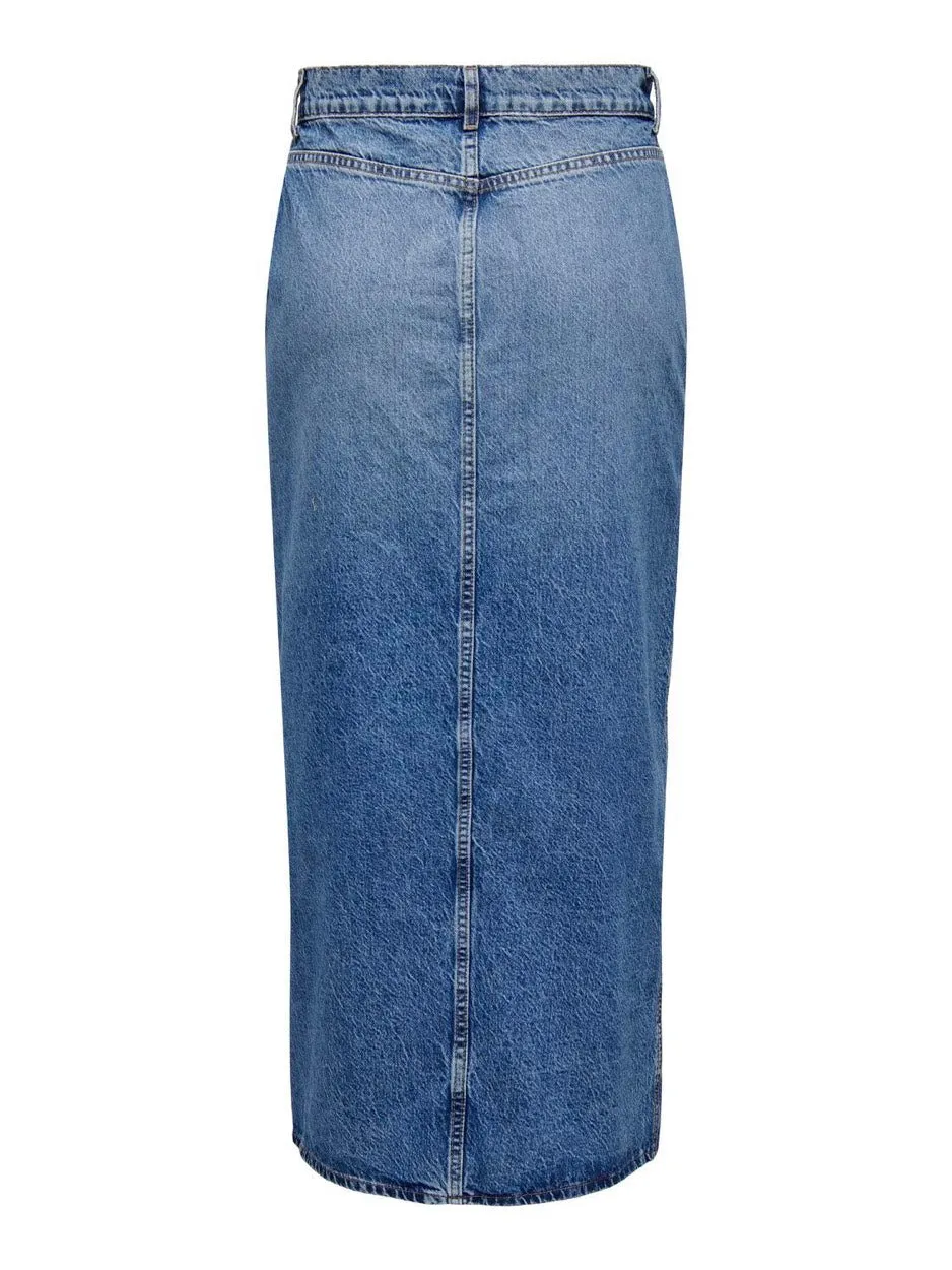 Onlcilla Long Slit Skirt Dnm Noos - Blue Denim