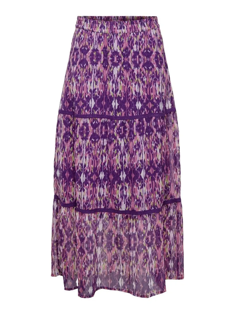 Onlviva Life Maxi Skirt Ptm - Paars Dessin