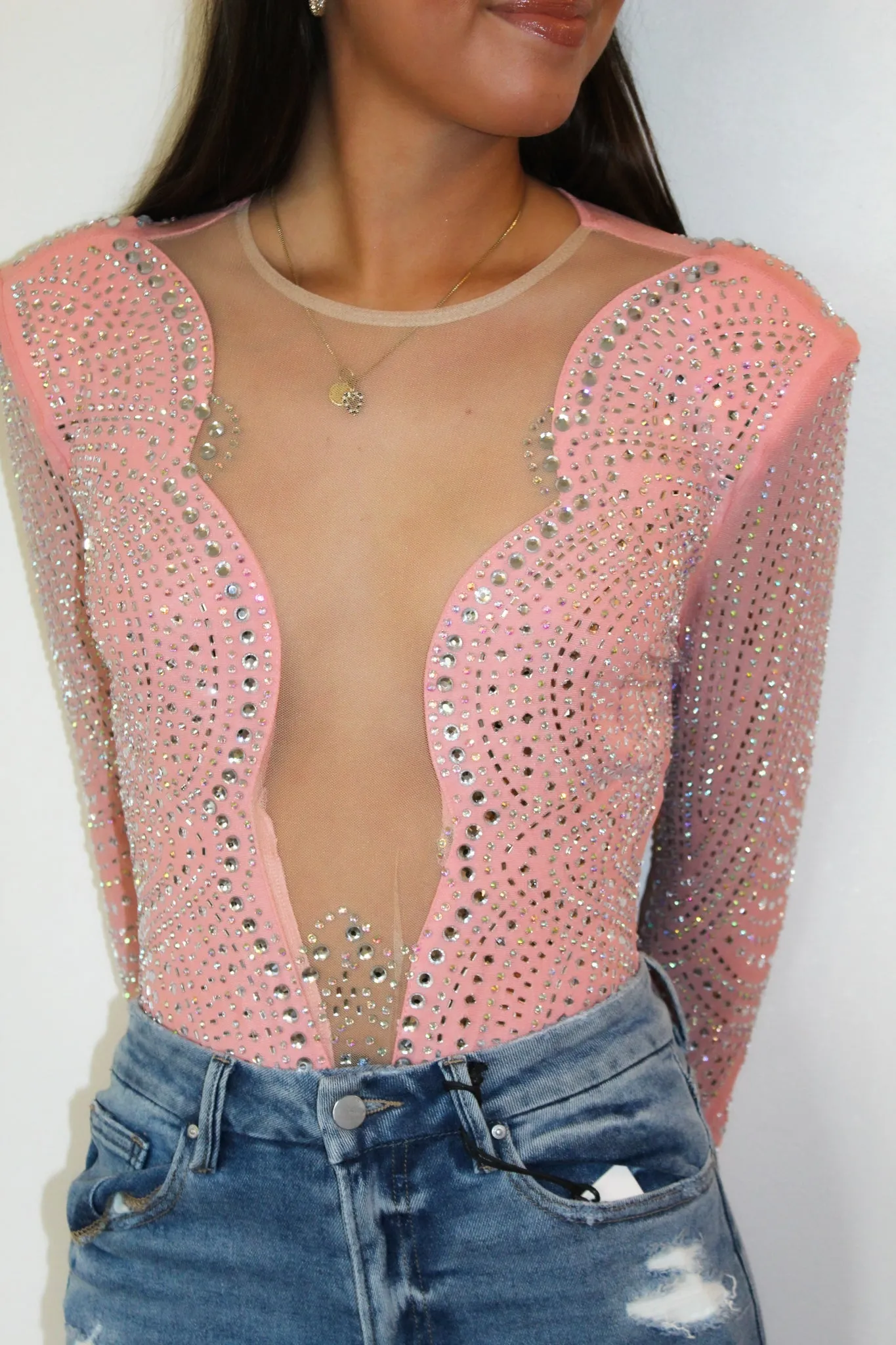 Over You Rhinestone Bodysuit