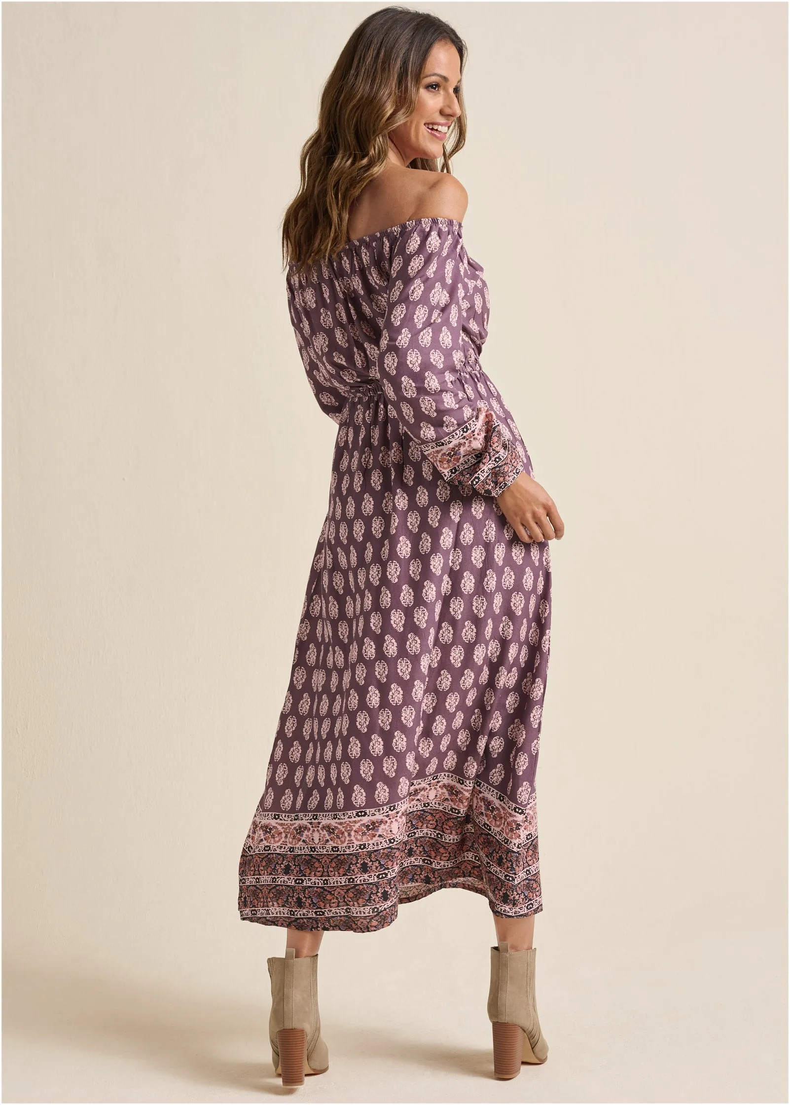 Paisley Printed Maxi Dress - Purple Multi