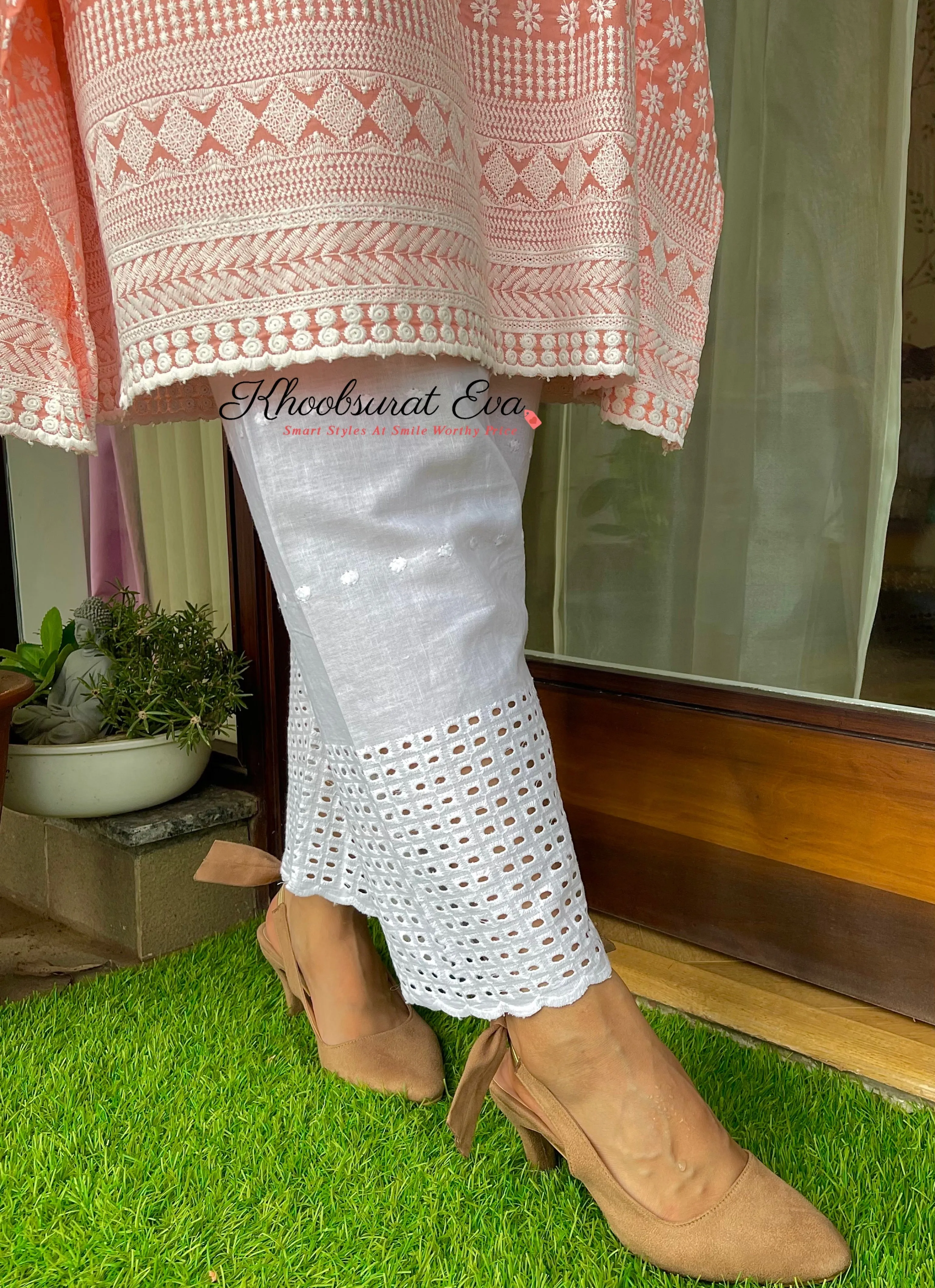 Peach Embroidered Kaftan and Pant