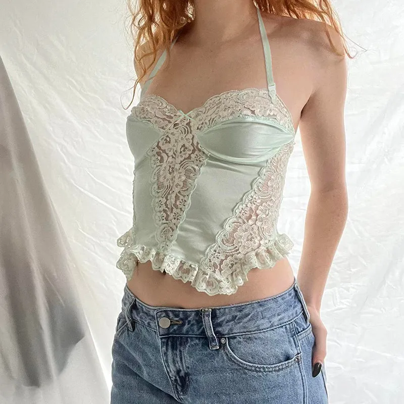 Penny Lace Halterneck Crop Top