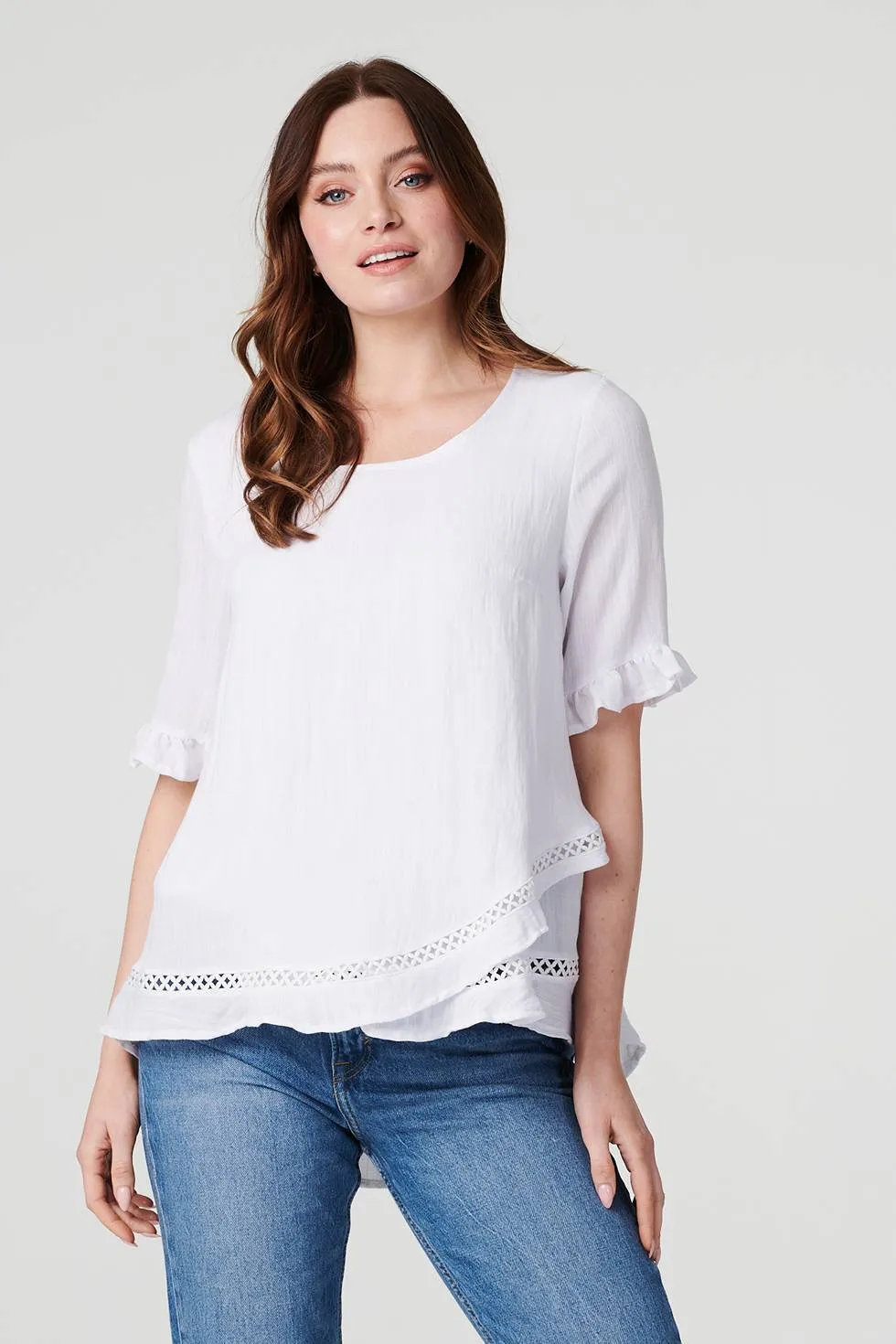 Plain 1/2 Sleeve Layered Blouse