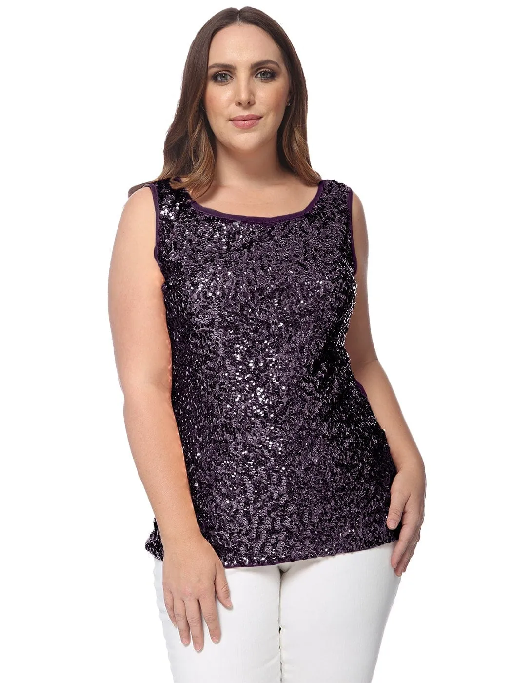 Plus Size Sleeveless Sequin Tank Top