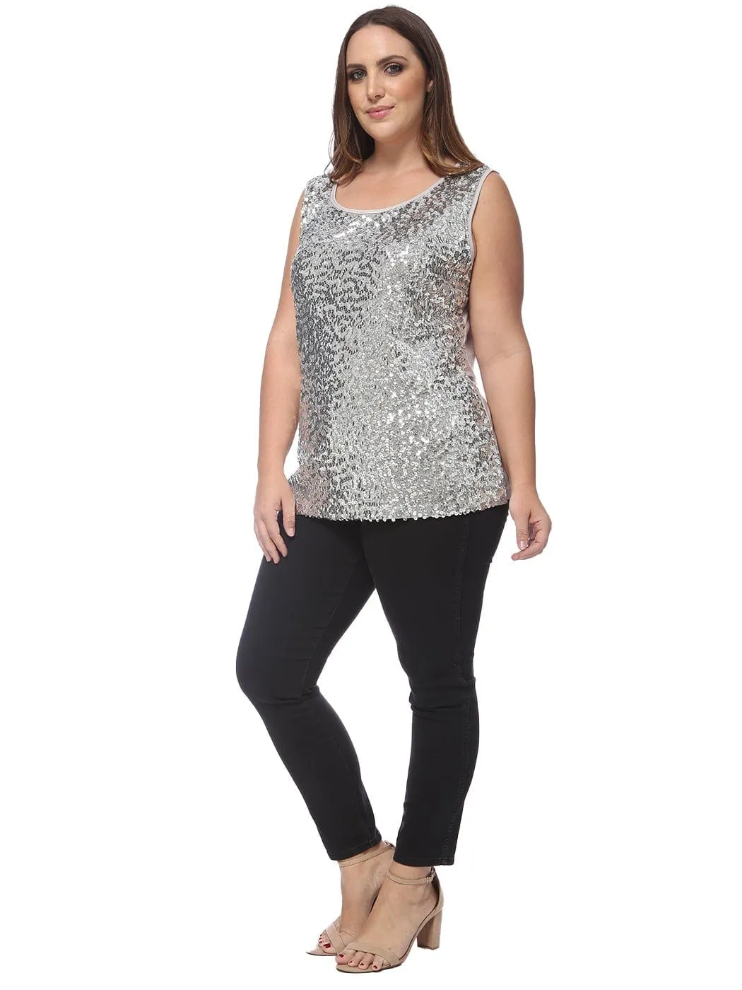 Plus Size Sleeveless Sequin Tank Top