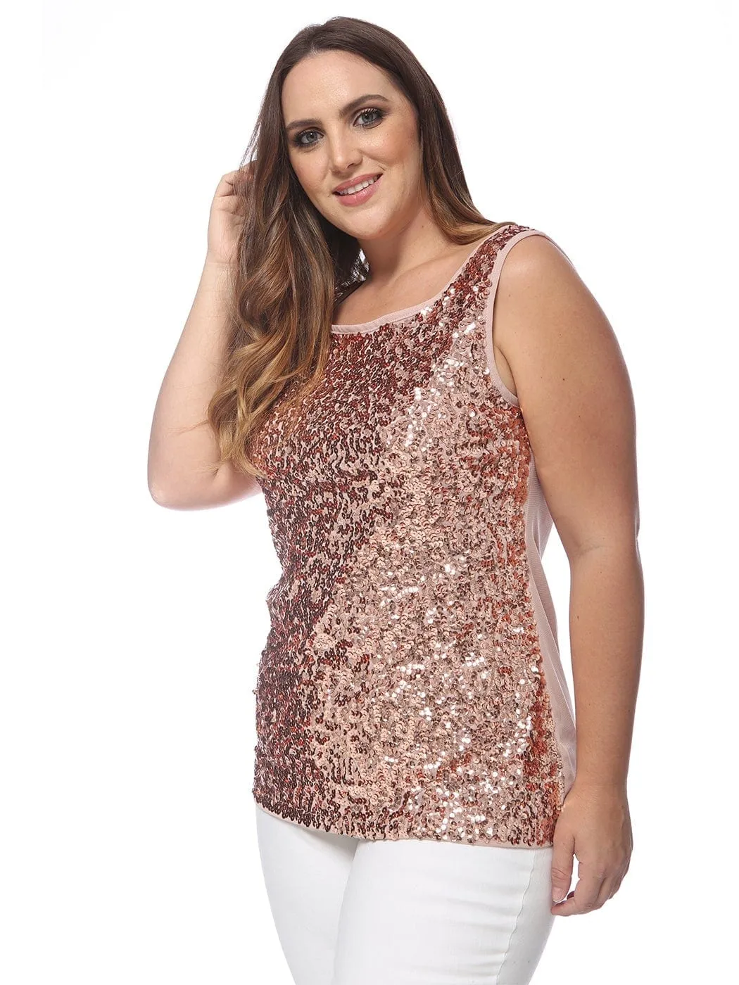 Plus Size Sleeveless Sequin Tank Top