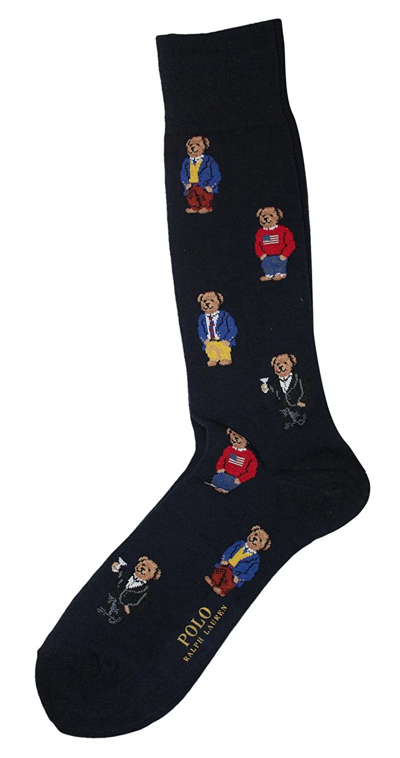 Polo Ralph Lauren Men's 2-Pack Assorted Polo Bear Solid Dress Sock