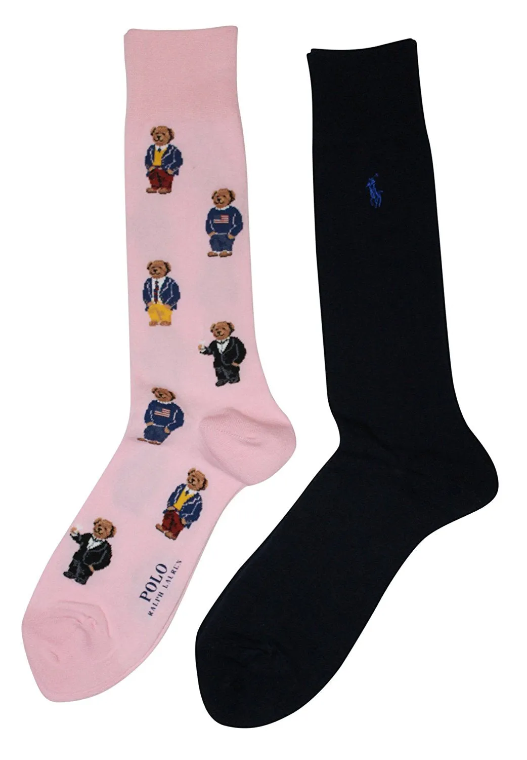 Polo Ralph Lauren Men's 2-Pack Assorted Polo Bear Solid Dress Sock