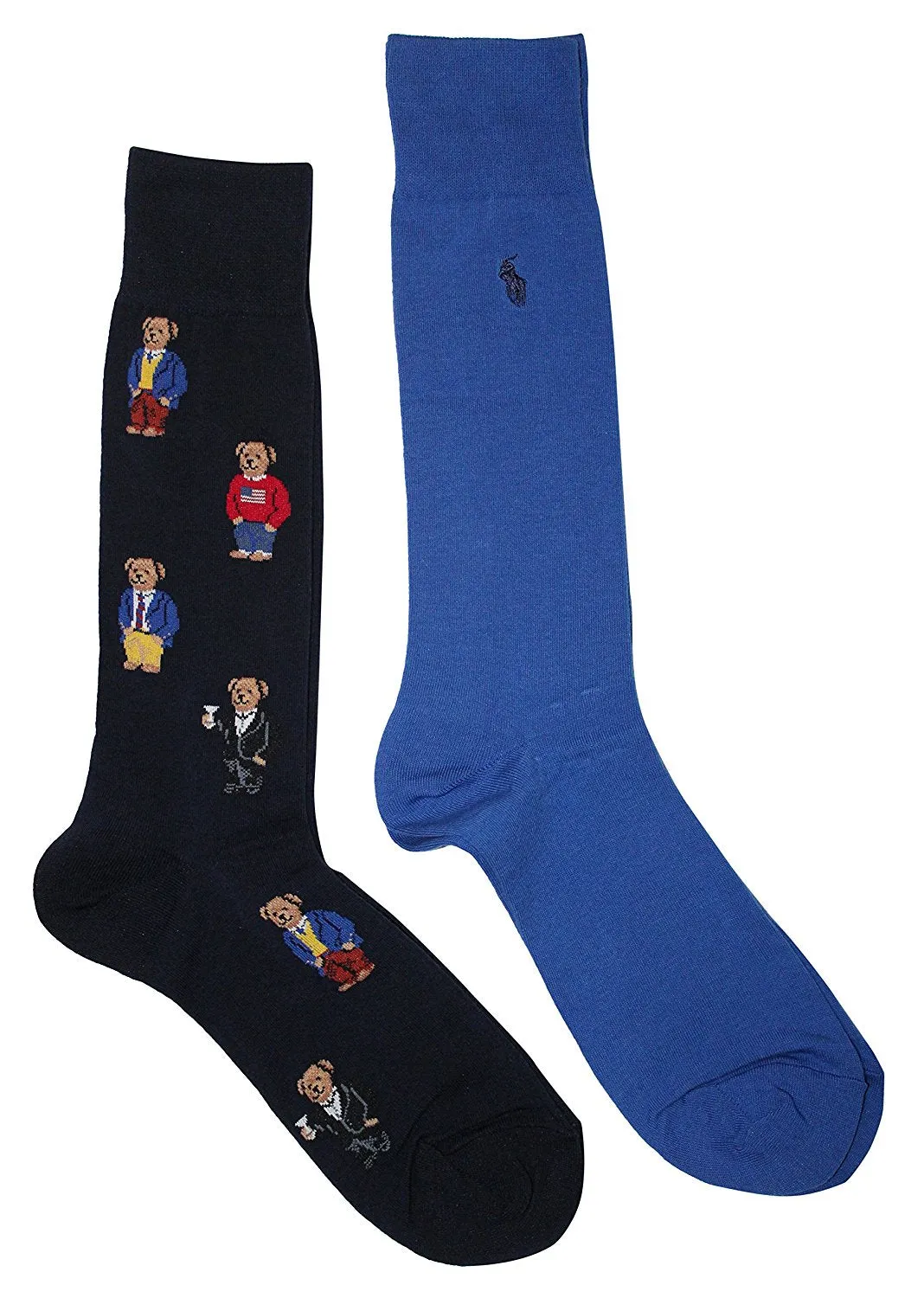 Polo Ralph Lauren Men's 2-Pack Assorted Polo Bear Solid Dress Sock