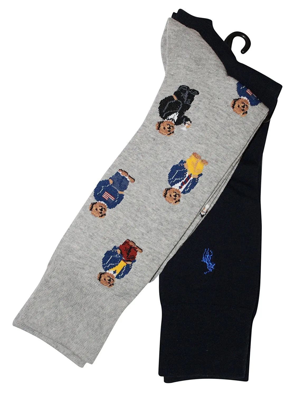 Polo Ralph Lauren Men's 2-Pack Assorted Polo Bear Solid Dress Sock