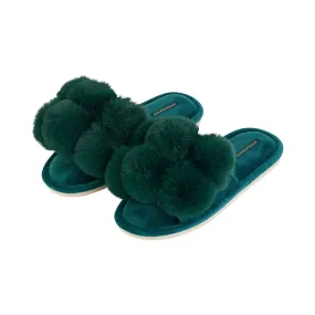 Pom Pom Slippers - Cosy Luxe - Emerald