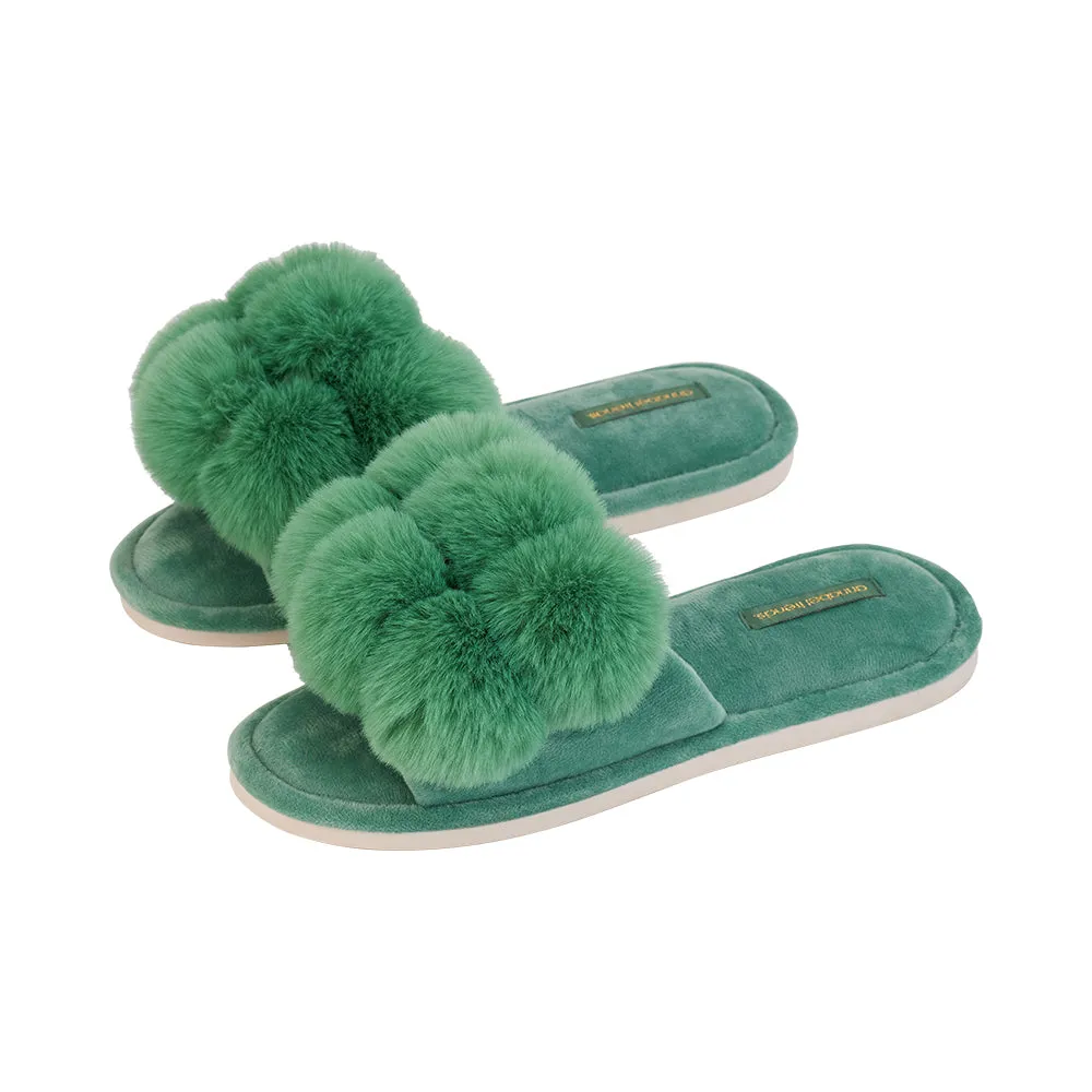 Pom Pom Slippers - Cosy Luxe - Spearmint