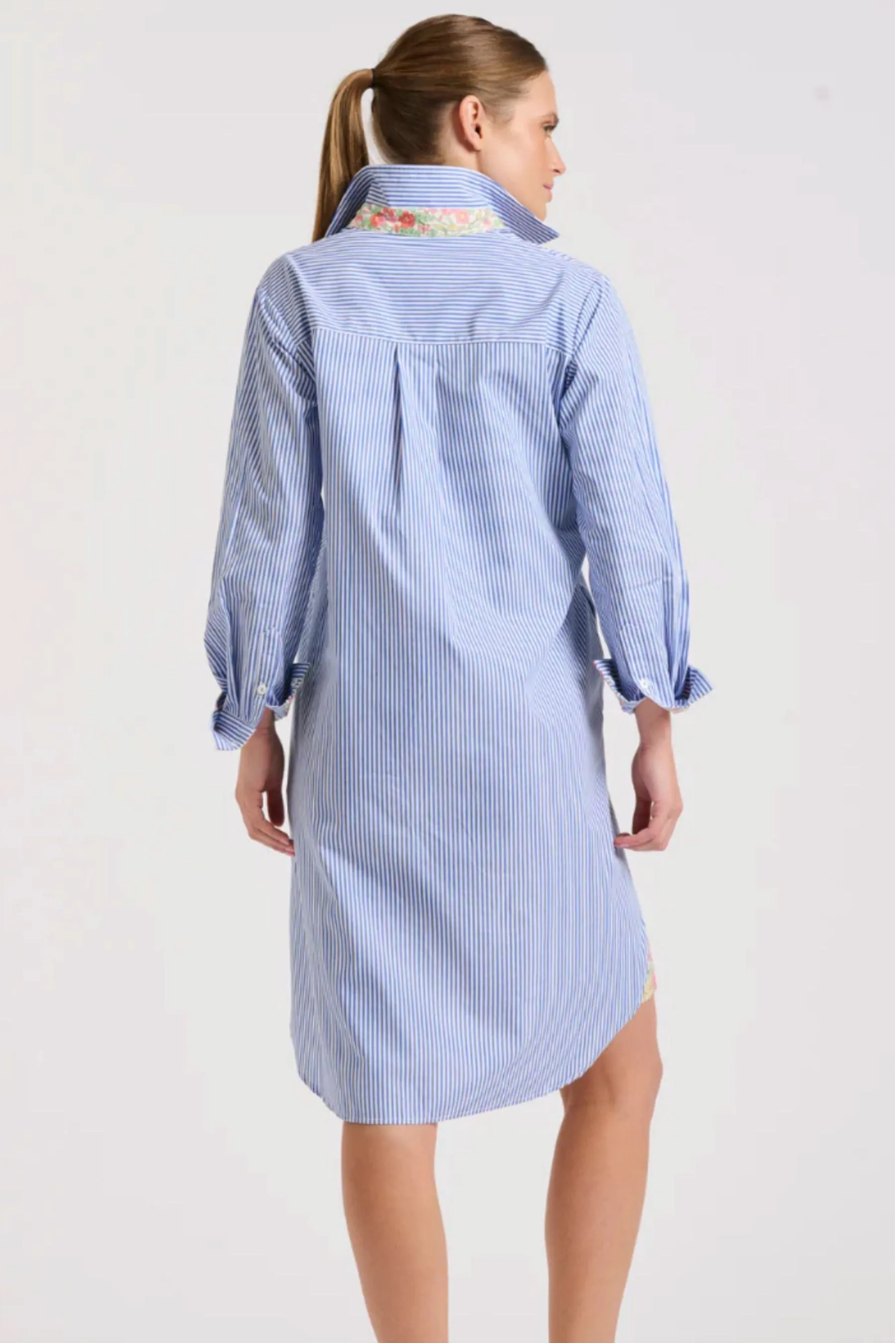 Popover Shirt Dress | Mid Blue Stripe/Floral