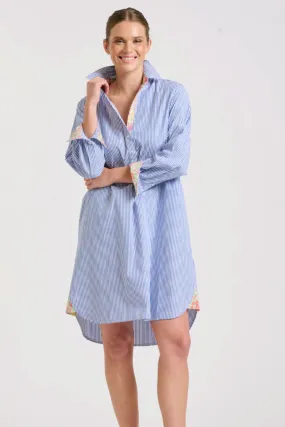 Popover Shirt Dress | Mid Blue Stripe/Floral