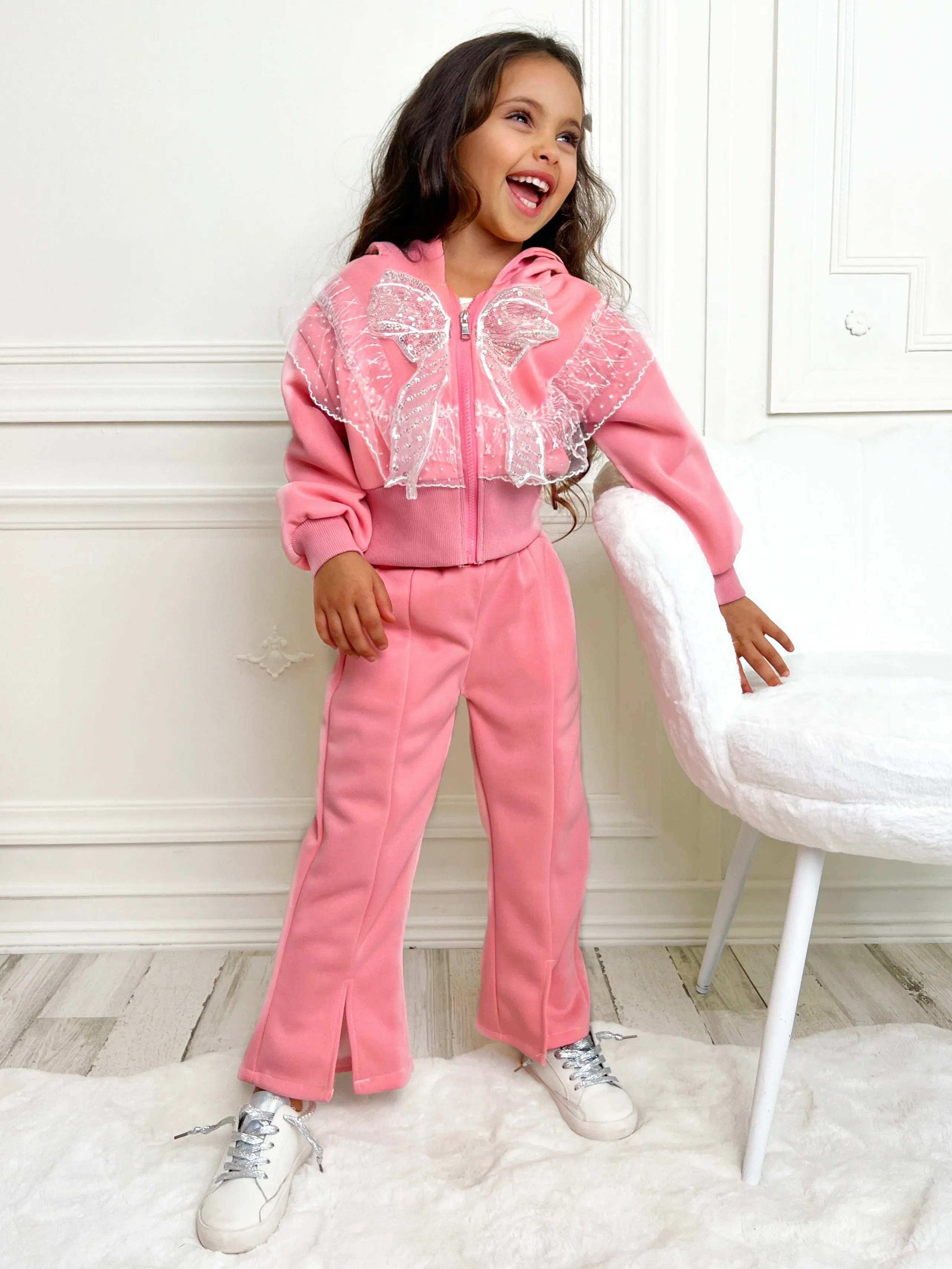 Popping Pearls Hoodie and Flare Pants Set