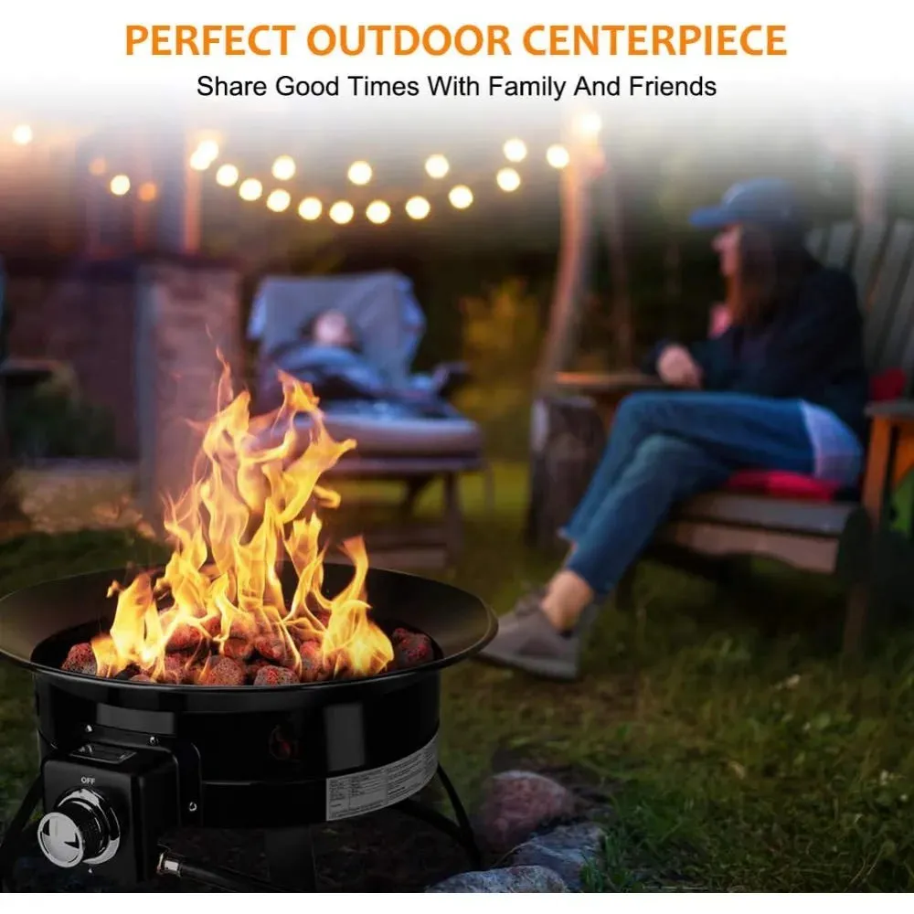 Portable Propane Fire Pit Outdoor Gas Fire Bowl for RV Camping Party