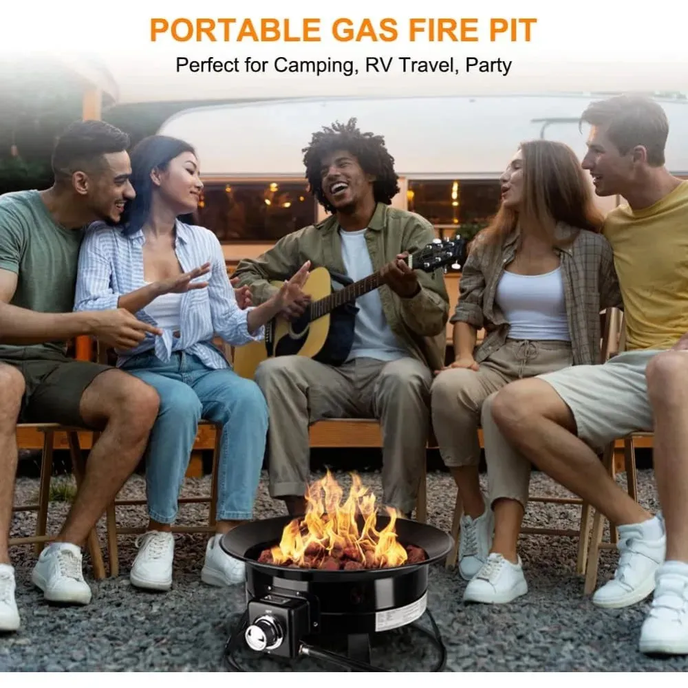 Portable Propane Fire Pit Outdoor Gas Fire Bowl for RV Camping Party