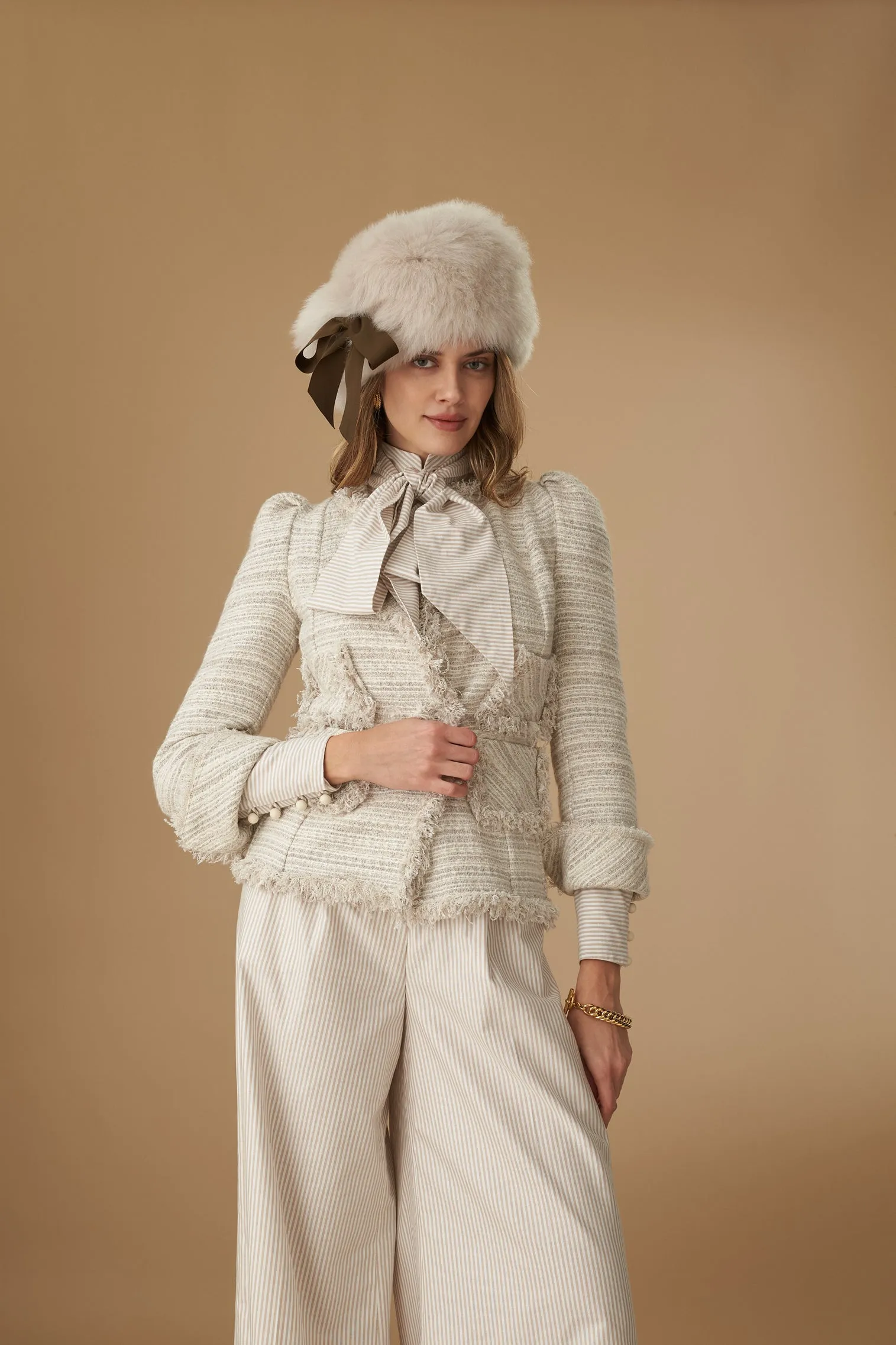 Portia Chalk Shearling Winter Hat