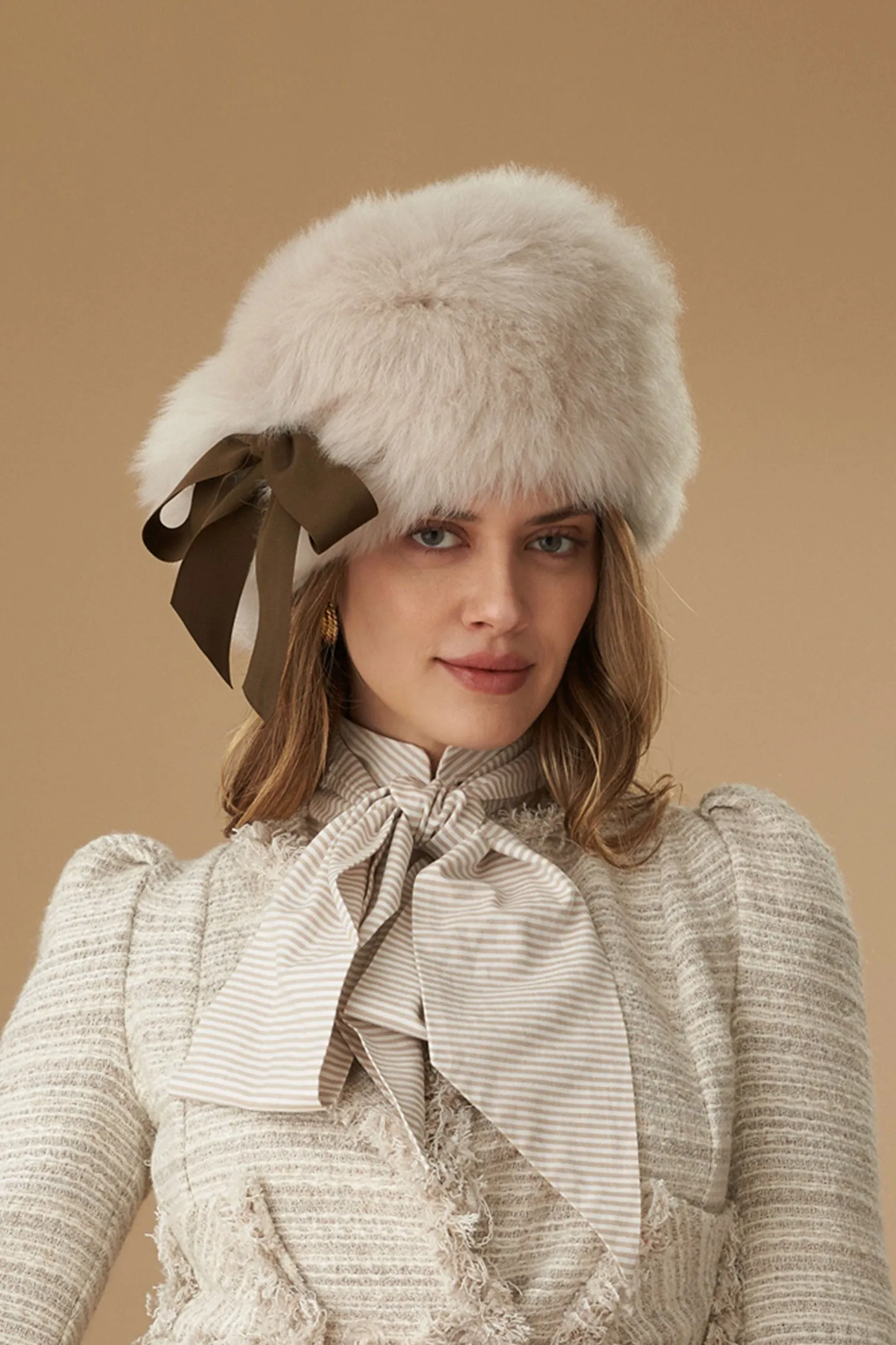 Portia Chalk Shearling Winter Hat