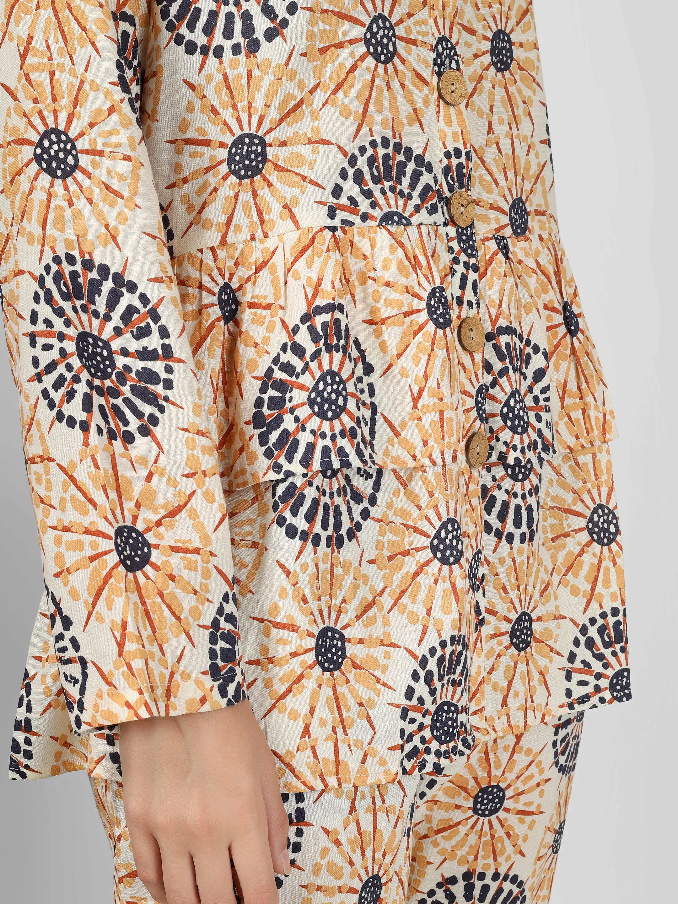 Printed Cotton Peach Color Co-Ord Top and Pant