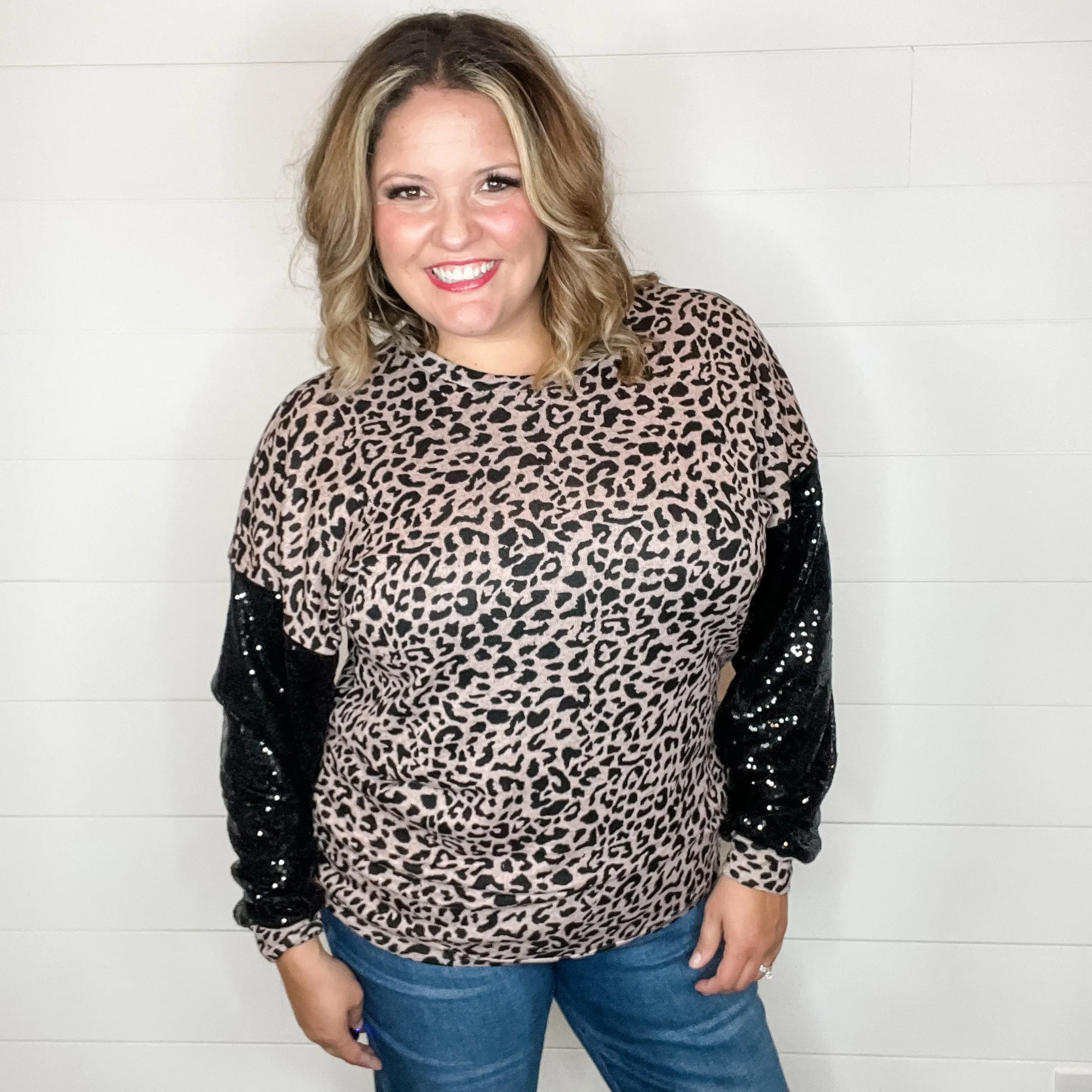 "Mister" Sequined Long Sleeve Animal Print