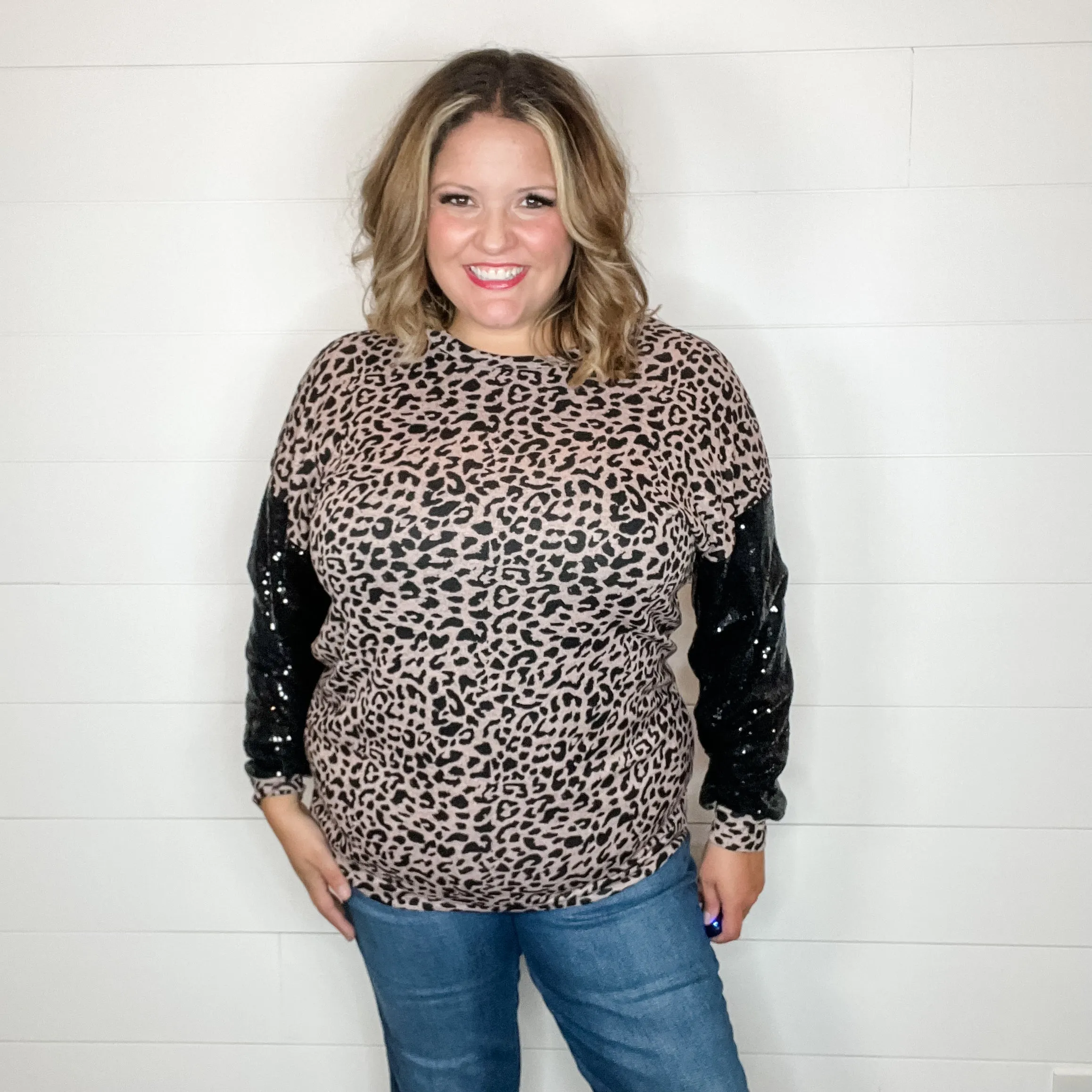 "Mister" Sequined Long Sleeve Animal Print