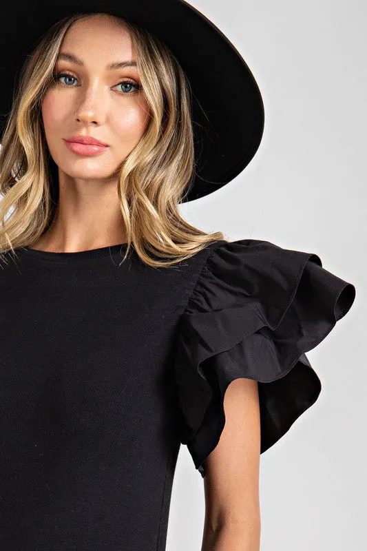 Reagan ruffle sleeve body suit