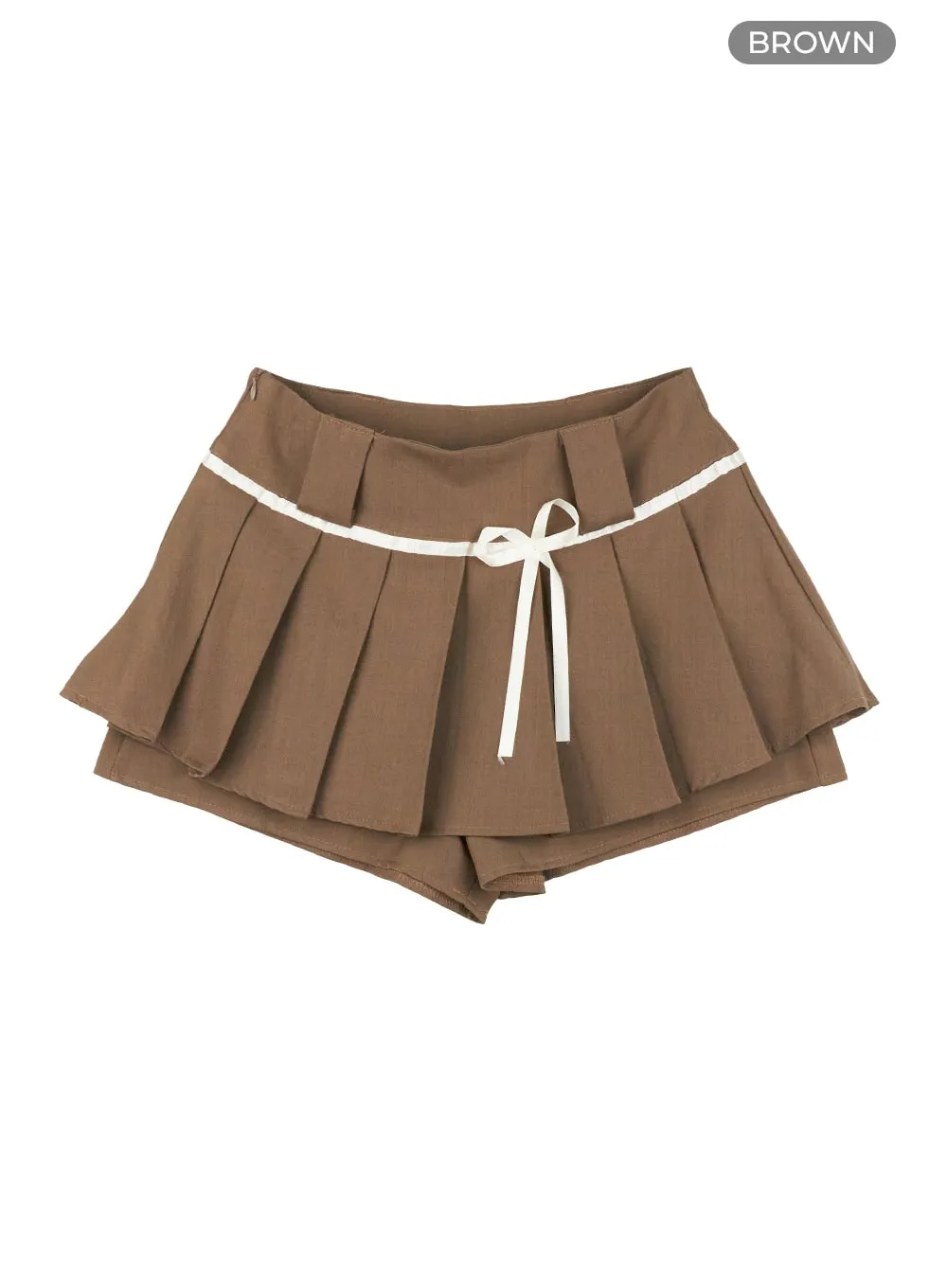 Ribbon Pleated Mini Skort OU404