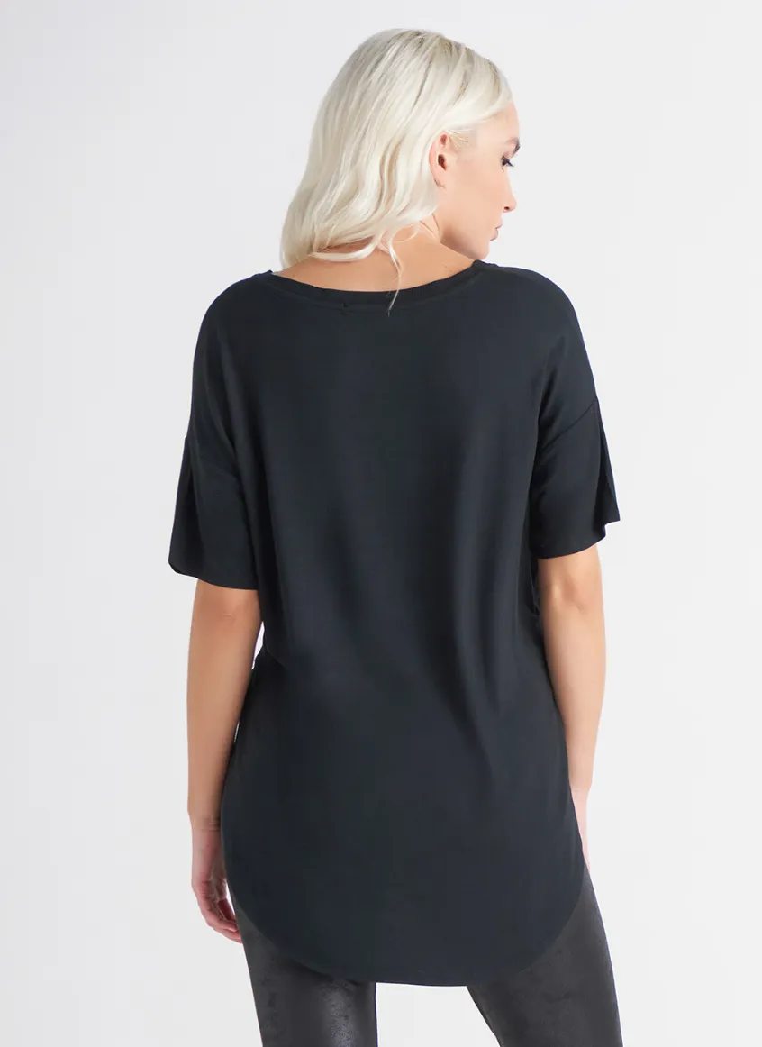 Rounded Hem Tee - Black