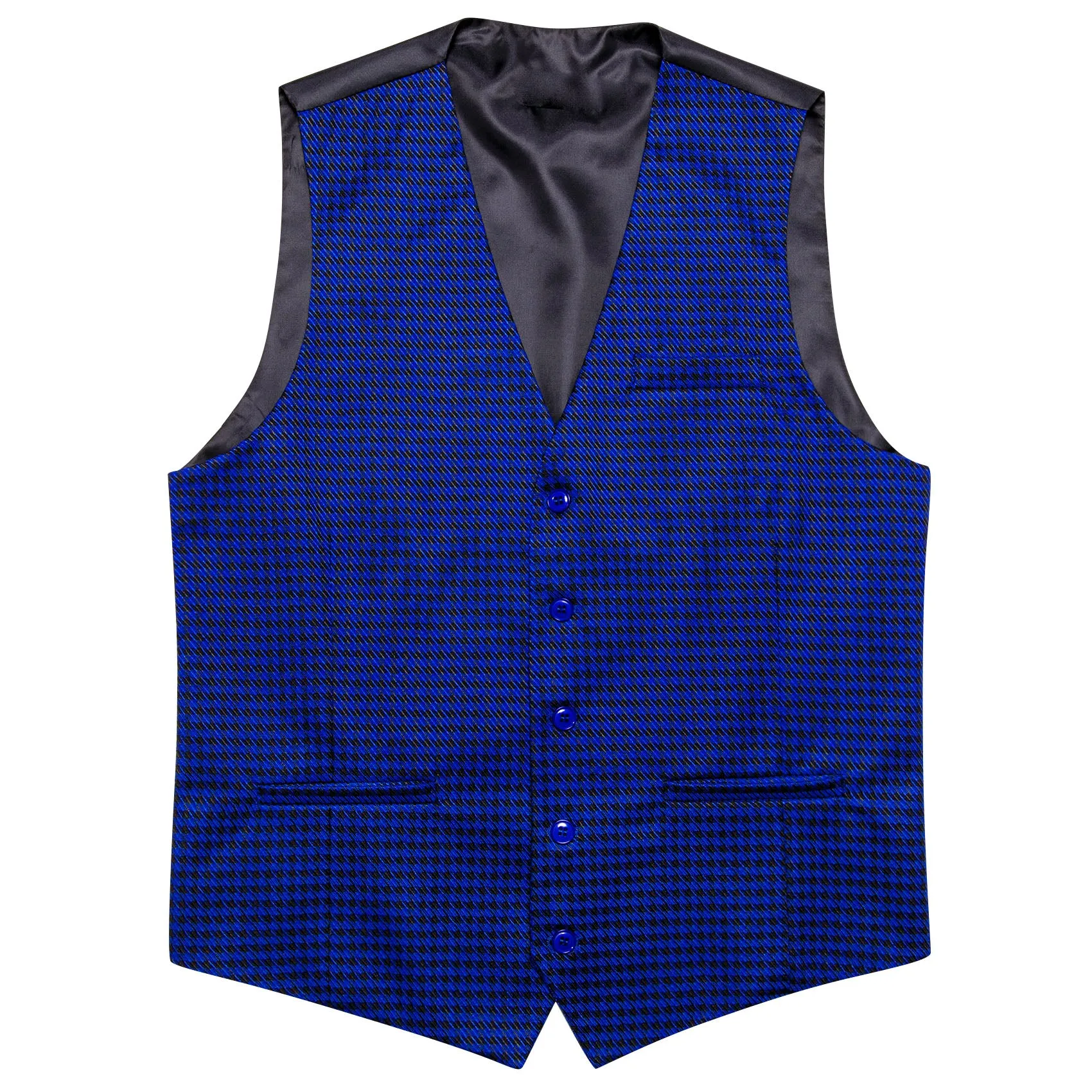 Royal Blue Plaid Jacquard Men's Single Vest