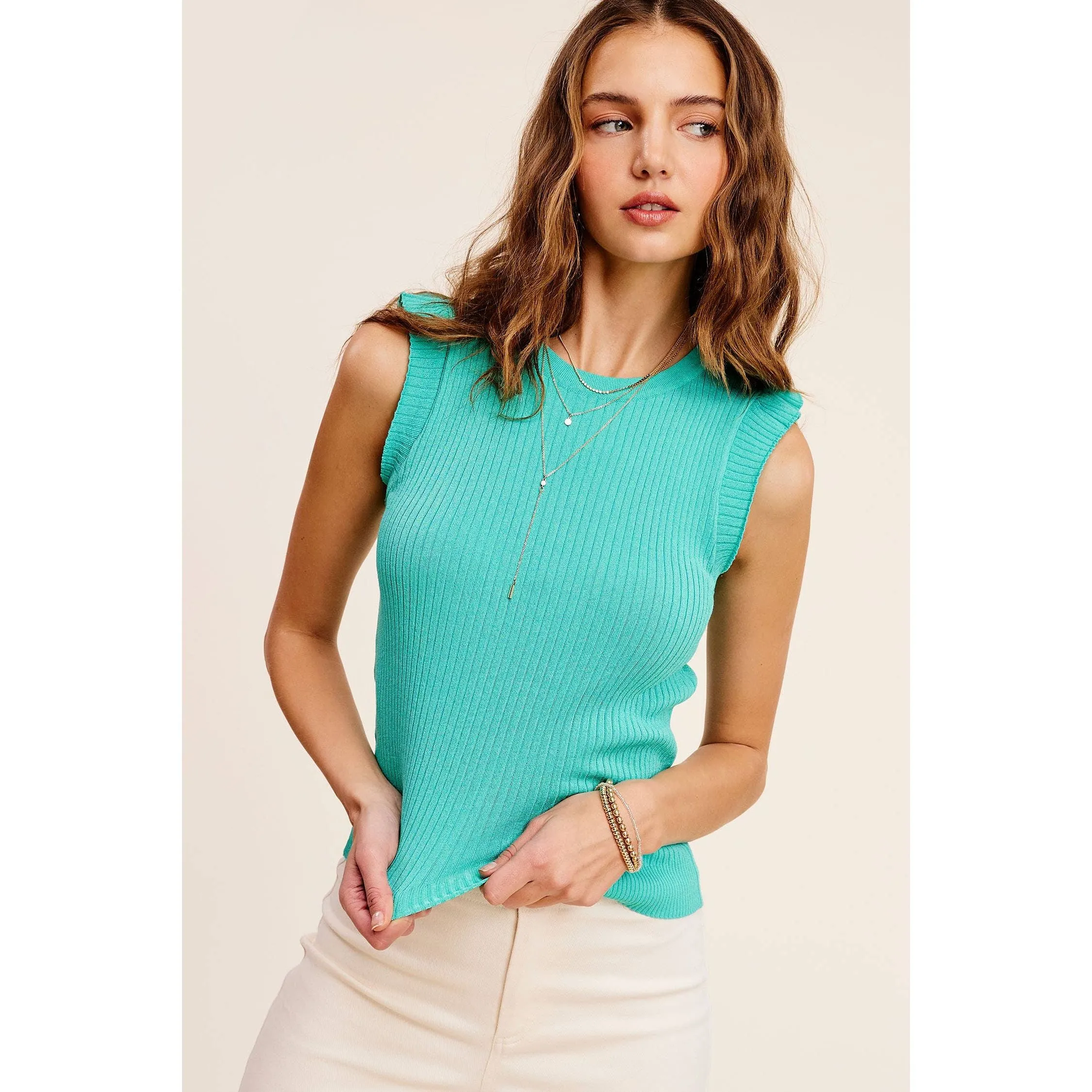 Ruffle Spring Summer Sleeveless Top