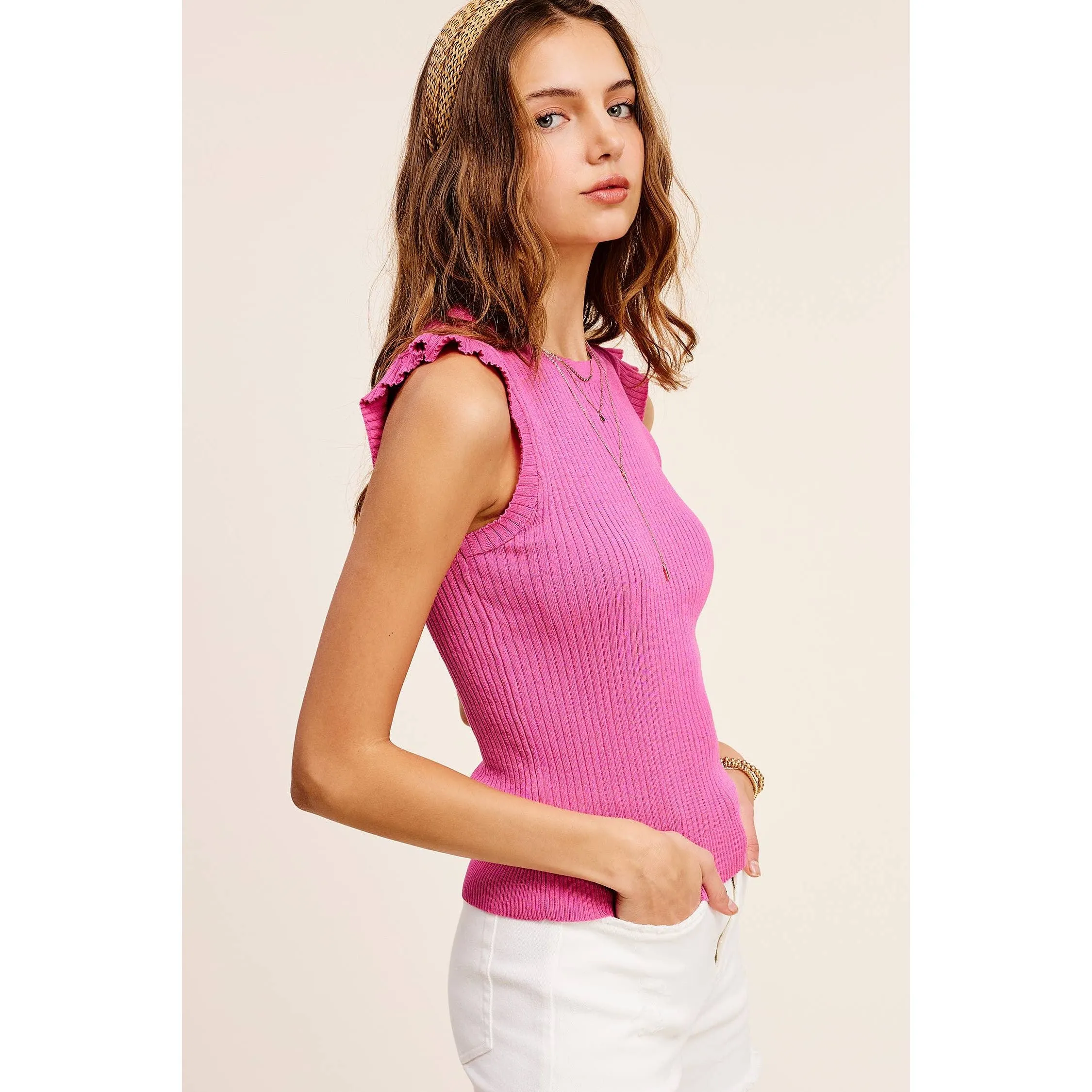 Ruffle Spring Summer Sleeveless Top