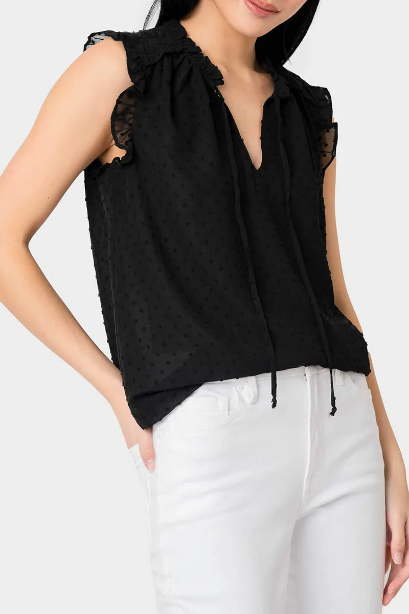 Ruffle Trimmed V-Neck Blouse