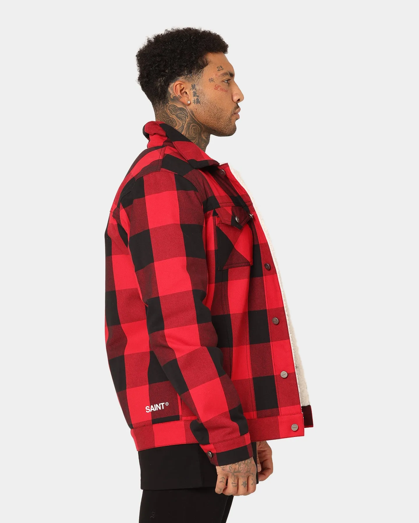 Saint Morta Checks Sherpa Jacket Black/Red