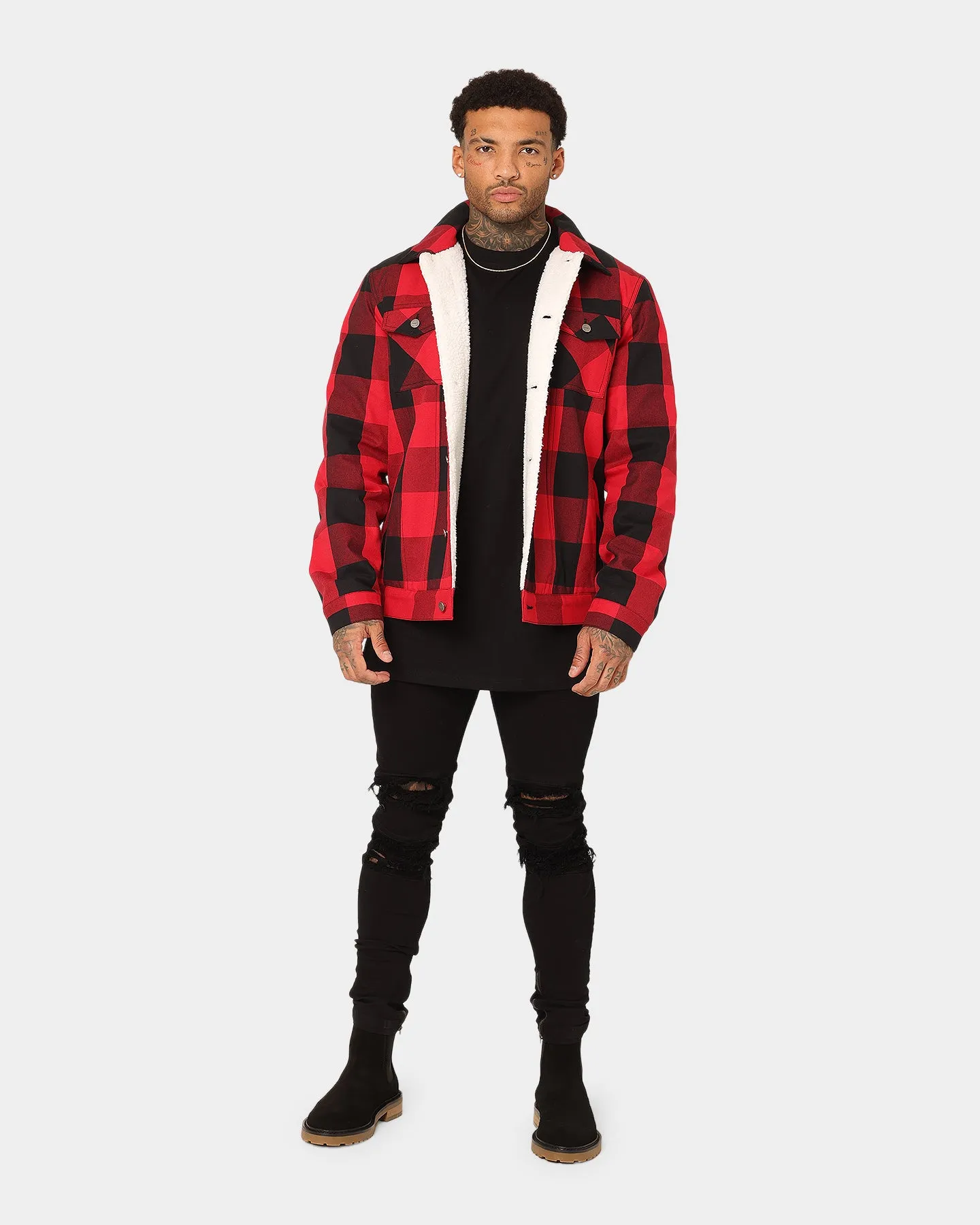 Saint Morta Checks Sherpa Jacket Black/Red